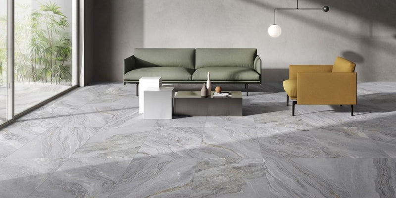 Amelia grey stone effect matt tile 600x1200mm - view 3