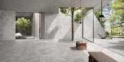 Amelia white stone effect matt tile 600x1200mm - view 2