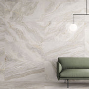 Amelia White Stone Effect Matt Porcelain Wall & Floor Tile 600x1200mm