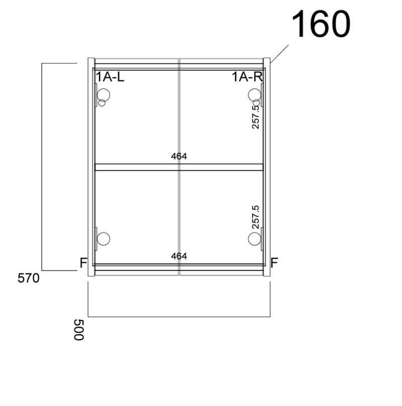 Kartell K-VIT Arc Mirror Cabinet 500mm 600mm & 800mm- Matt Graphite (ARC500MIR-G)(ARC600MIR-G)(ARC800MIR-G)