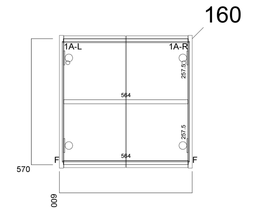 Kartell K-VIT Arc Mirror Cabinet 500mm 600mm & 800mm- Matt Graphite (ARC500MIR-G)(ARC600MIR-G)(ARC800MIR-G)