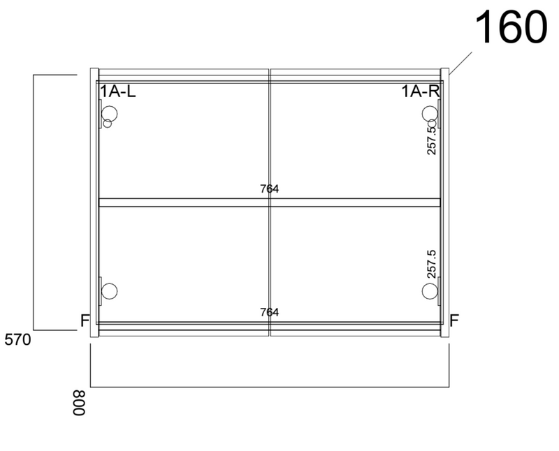 Kartell K-VIT Arc Mirror Cabinet 500mm 600mm & 800mm- Matt Graphite (ARC500MIR-G)(ARC600MIR-G)(ARC800MIR-G)