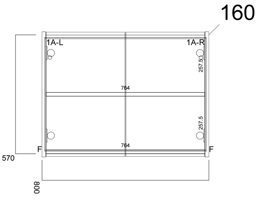 Kartell K-VIT Arc Mirror Cabinet 500mm 600mm & 800mm- Matt Graphite (ARC500MIR-G)(ARC600MIR-G)(ARC800MIR-G)