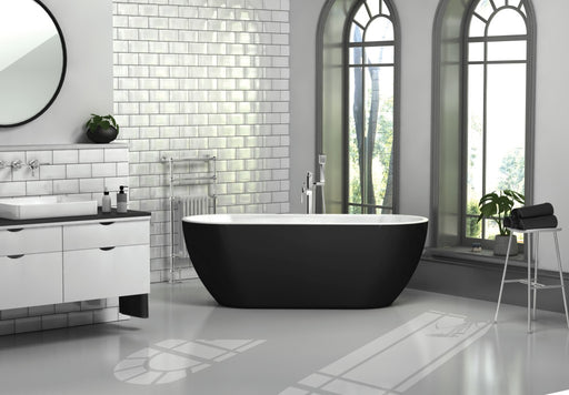 Arlington Matt Black Bath Including Waste 1500 x 730mm