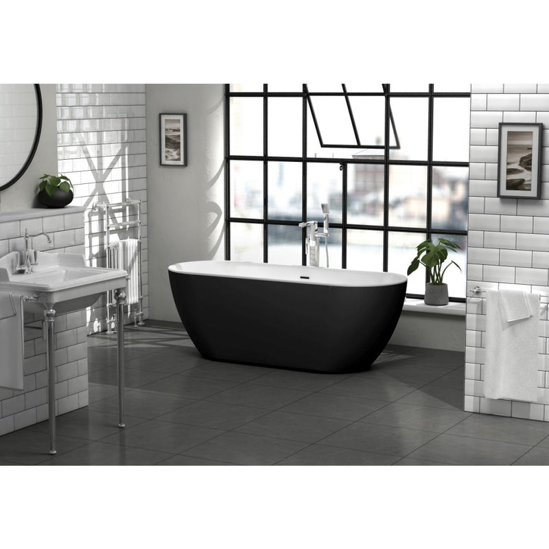 Arlington Matt Black Bath Including Waste 1700 x 670mm - view 2