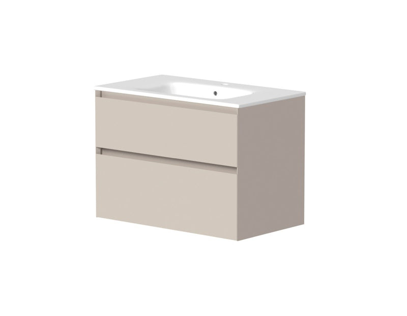 Ashbury 800mm Two Drawer Wall Hung Unit & Basin in Cashmere