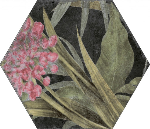 Aventura black floral tile 230x270mm - view 2
