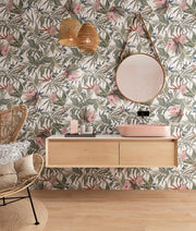 Aventura White Floral Matt Porcelain Hexagon Wall & Floor Tile 230x270mm