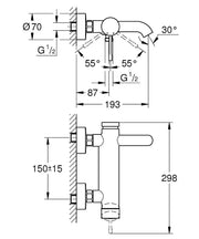 Grohe Essence wall-mounted bath shower mixer StarLight Chrome angled view