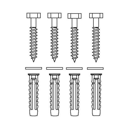 Pressalit Mounting Kit — 4 × Coach Screws Ø8 × 70 with SX10 Plugs, for Brick (V8603)