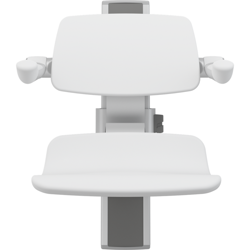 Pressalit PLUS Shower Seat 450 with Aperture incl. Backrest & Armrests, Manually Height Adjustable, White (R7435000)