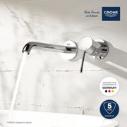 Grohe Essence wall-mounted 2-hole basin mixer L-Size StarLight Chrome dimensions drawing