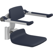 Pressalit PLUS Replacement Shower Seat 310 incl. Backrest & Armrests, Manually Height Adjustable, Dark Blue (R7034108)