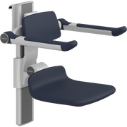 Pressalit PLUS Shower Seat 310 incl. Backrest & Armrests, Manually Height & Sideways Adjustable, Dark Blue (R7364108)