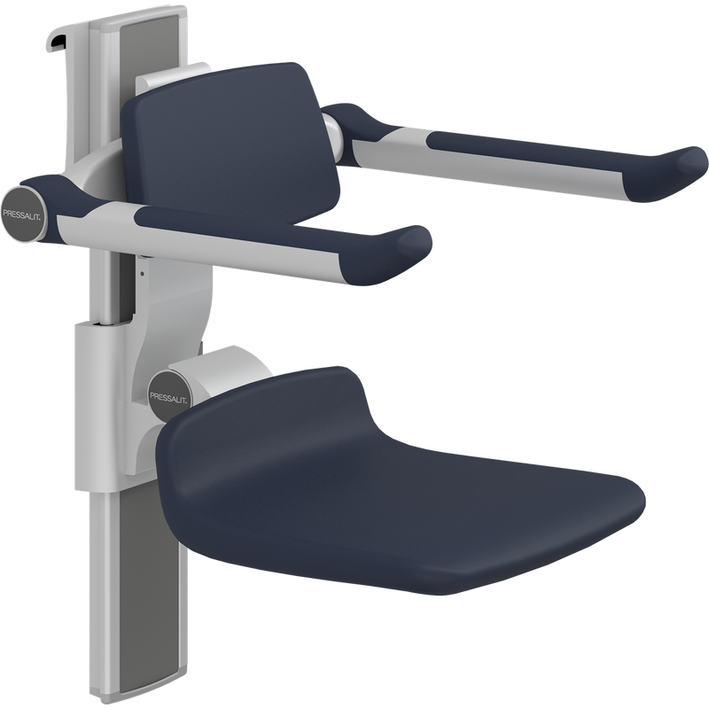 Pressalit PLUS Shower Seat 310 incl. Backrest & Armrests, Manually Height & Sideways Adjustable, Dark Blue (R7364108)