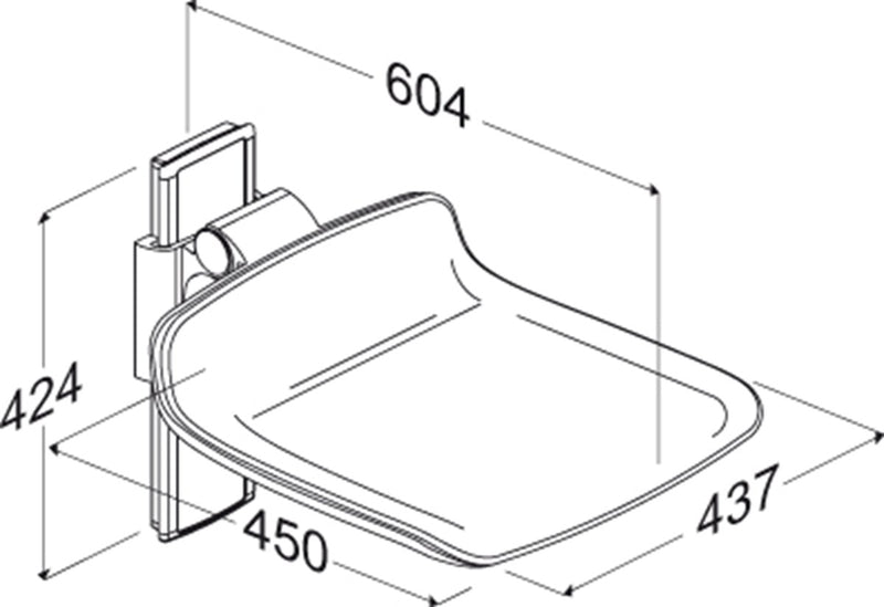 Pressalit PLUS Shower Seat 450 dimensioned drawing (R7414035)