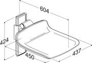 Pressalit PLUS Shower Seat 450 dimensioned drawing (R7414277)