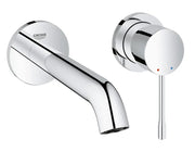 Grohe Essence wall-mounted 2-hole basin mixer M-Size in StarLight Chrome front view