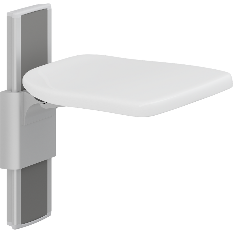 Pressalit PLUS folding seat, manually height-adjustable, wall-mounted, white