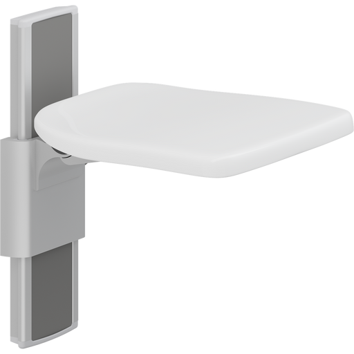 Pressalit PLUS folding seat, manually height-adjustable, wall-mounted, white
