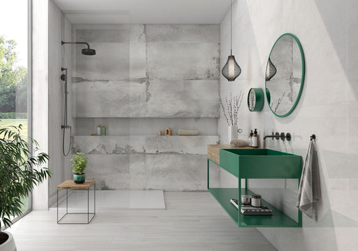 Bartow Off White Cement Effect Satin Porcelain Wall & Floor Tile 600x1200mm