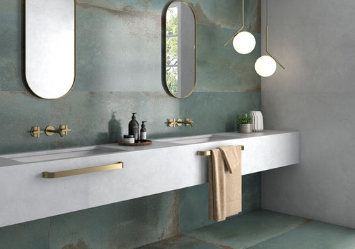 Bartow Turquoise Cement Effect Satin Porcelain Wall & Floor Tile 600x1200mm