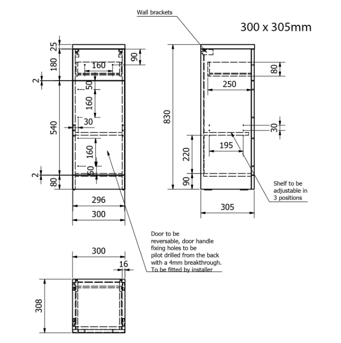 Kartell K-VIT Impakt Door and Drawer Unit 300mm (300mm deep) White Gloss (IMP300DDU)