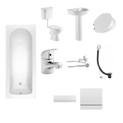 Kartell complete bathroom suite package - 1700mm bath, low level toilet, Proton basin, taps and panels