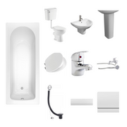 Kartell complete bathroom suite package - 1700mm bath, low level toilet, basin, taps and panels