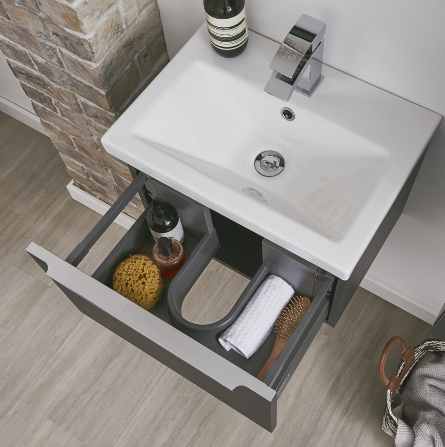 Kartell K-VIT Kore 600mm Wall Mounted Drawer Unit & Ceramic Basin - Gloss White (KOR600WM-W KOR600BASIN)