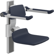 Pressalit PLUS Shower Seat 310 incl. Backrest & Armrests, Manually Height Adjustable, Dark Blue (R7334108)
