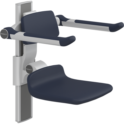 Pressalit PLUS Shower Seat 310 incl. Backrest & Armrests, Manually Height Adjustable, Dark Blue (R7334108)