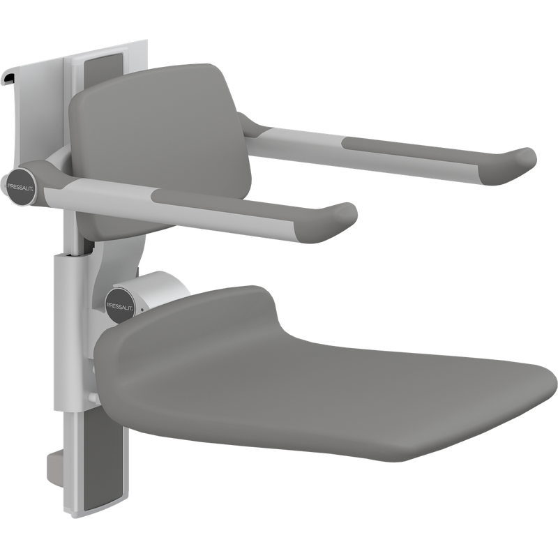 Pressalit PLUS Shower Seat 450 incl. Backrest & Armrests, Manually Height & Sideways Adjustable, Anthracite (R7464112)