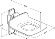 Pressalit PLUS Shower Seat 450 with Aperture dimensioned drawing (R7415112)