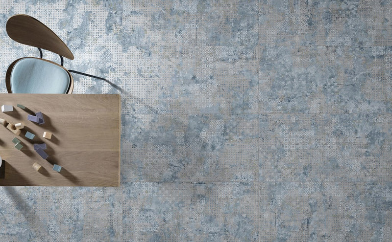 Boca Blue Textile Effect Matt Porcelain Wall & Floor Tile 500x1000mm