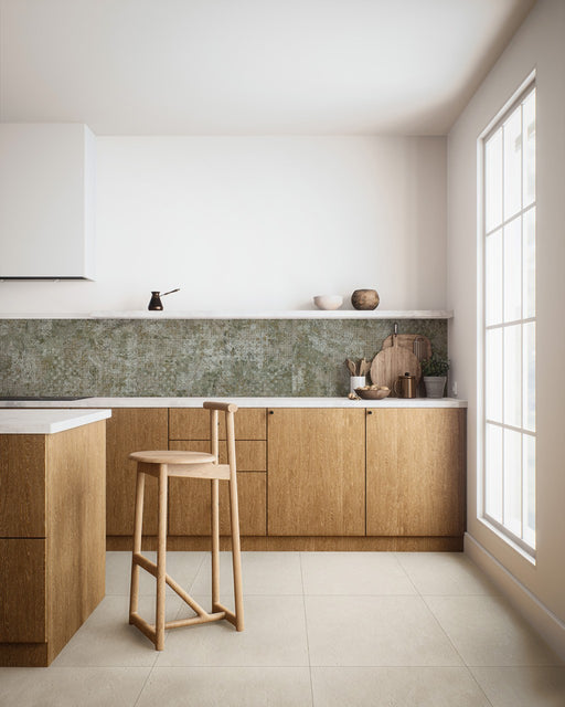 Boca Green Textile Effect Matt Porcelain Wall & Floor Tile 500x1000mm