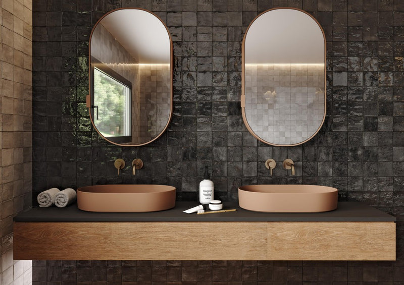 Bonita Black Square Mosaic Effect Gloss Porcelain Wall & Floor Tile 300x600mm