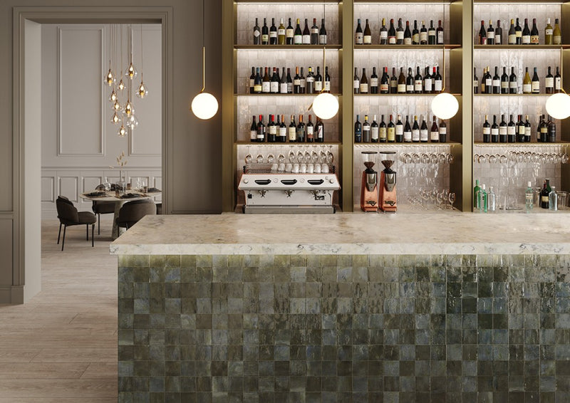 Bonita Blend Square Mosaic Effect Gloss Porcelain Wall & Floor Tile 300x600mm