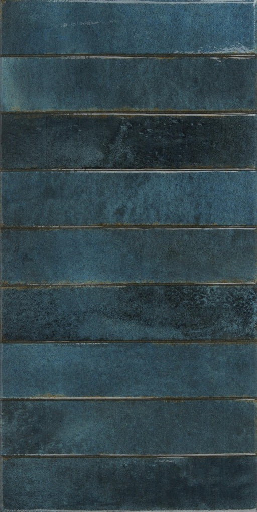 Bonita Cobalt Blue Brick Effect Gloss Porcelain Wall & Floor Tile 300x600mm