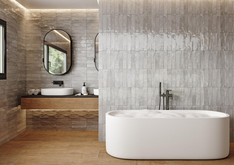 Bonita fog grey brick effect tile 300x600mm - view 2