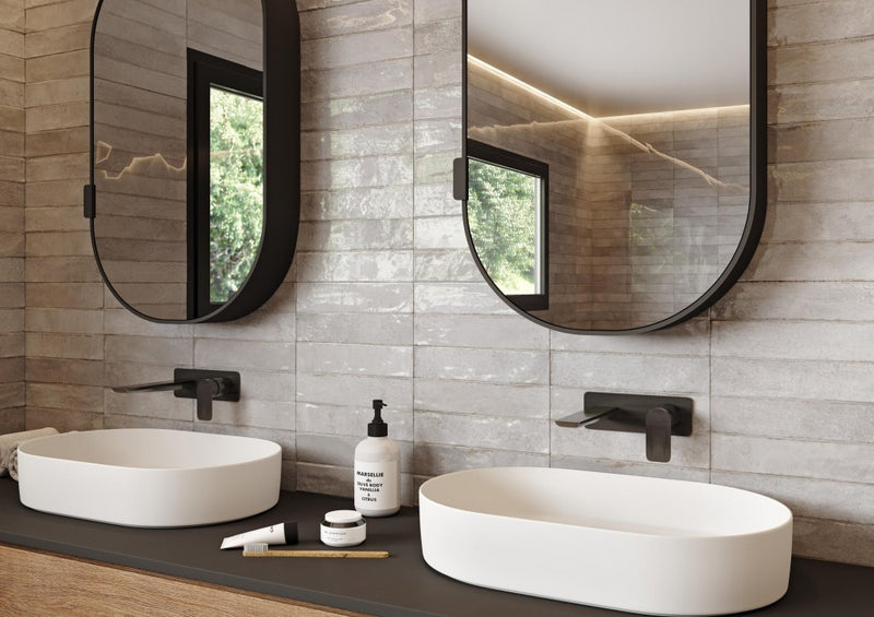 Bonita fog grey brick effect tile 300x600mm - view 4