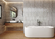 Bonita Fog Grey Brick Effect Gloss Porcelain Wall & Floor Tile 300x600mm