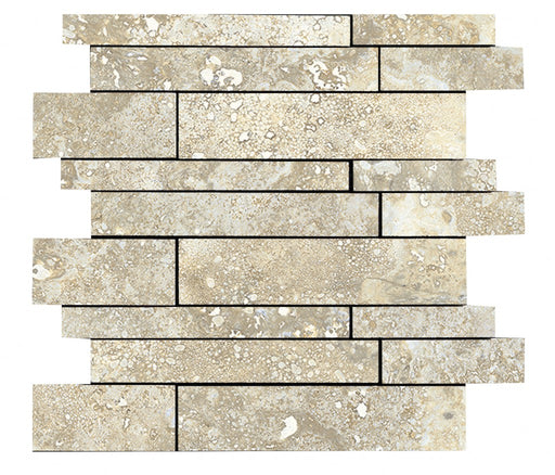 Bradenton Beige Travertine Effect Matt Porcelain Brick Mosaic Wall & Floor Tile 300x300mm