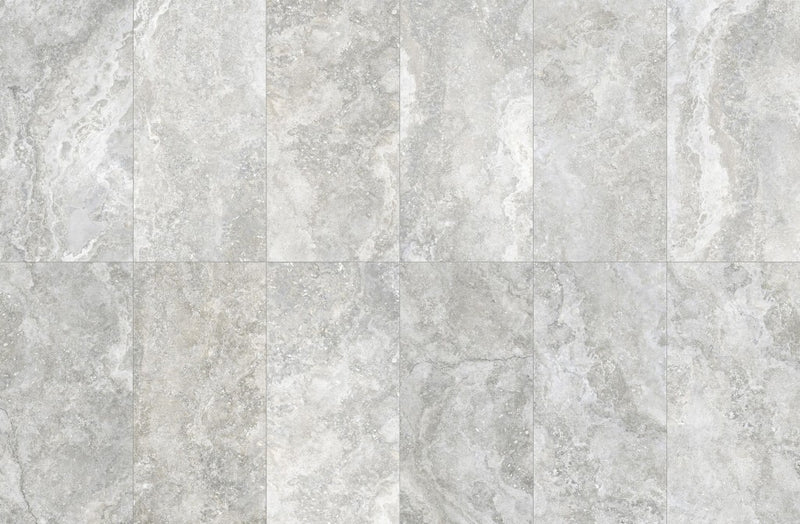Bradenton grey travertine effect matt porcelain tile 600x1200mm - view 3