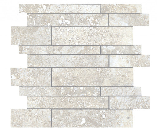 Bradenton White Travertine Effect Matt Porcelain Brick Mosaic Wall & Floor Tile 300x300mm