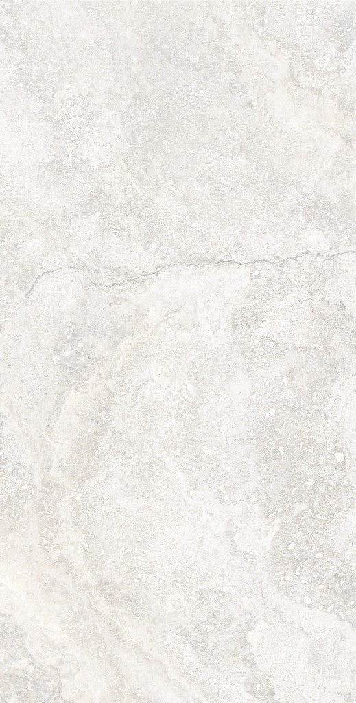 Bradenton white travertine effect matt porcelain tile 600x1200mm - view 2