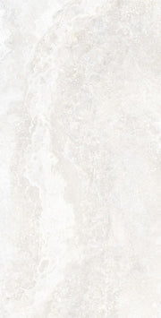 Bradenton White Travertine Effect Matt Porcelain Wall & Floor Tile 600x1200mm