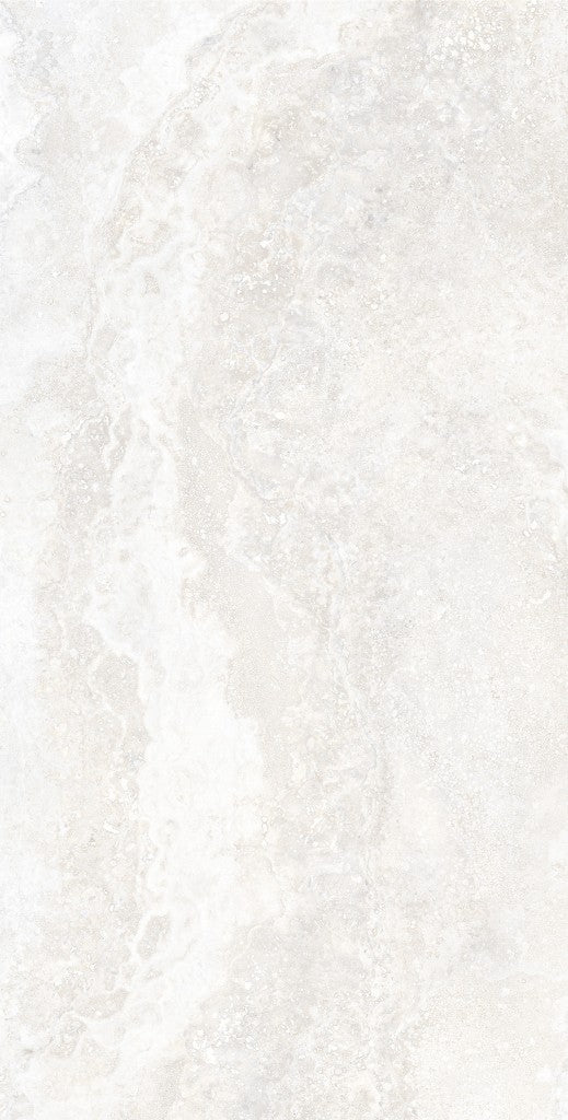 Bradenton White Travertine Effect Matt Porcelain Wall & Floor Tile 600x1200mm