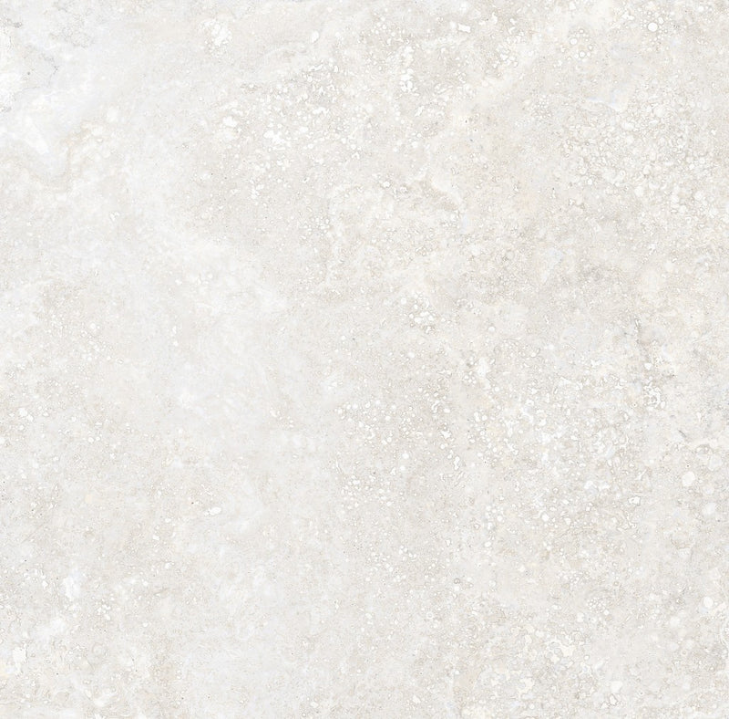 Bradenton white travertine effect matt porcelain tile 600x600mm - view 2