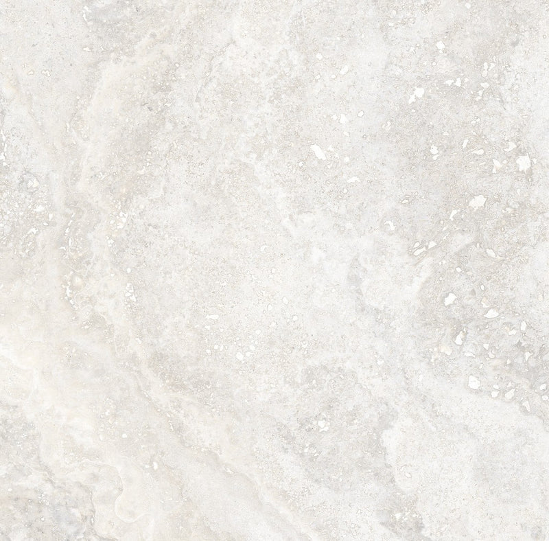 Bradenton White Travertine Effect Matt Porcelain Wall & Floor Tile 600x600mm